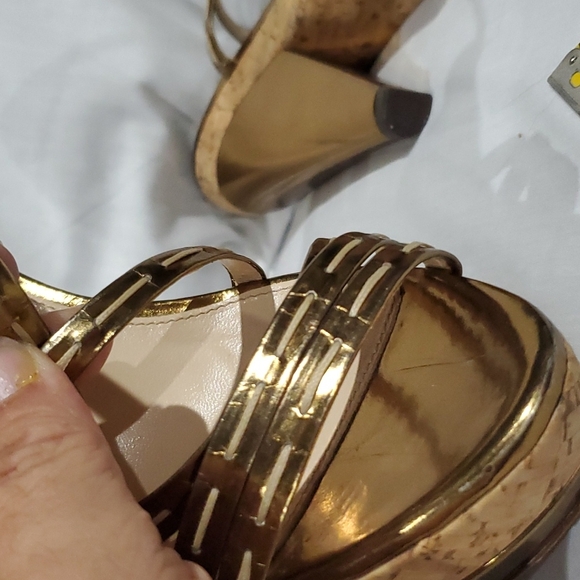 Prada gold cork platform heeled sandals gorgeous - Picture 13 of 13